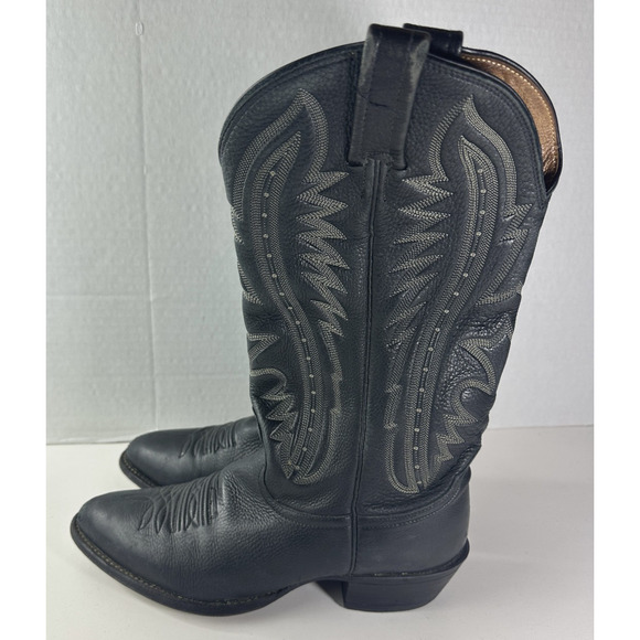 Nocona Men’s Black Leather Cowboy Boots Size 8 D Made in USA Western Boots - Picture 16 of 16